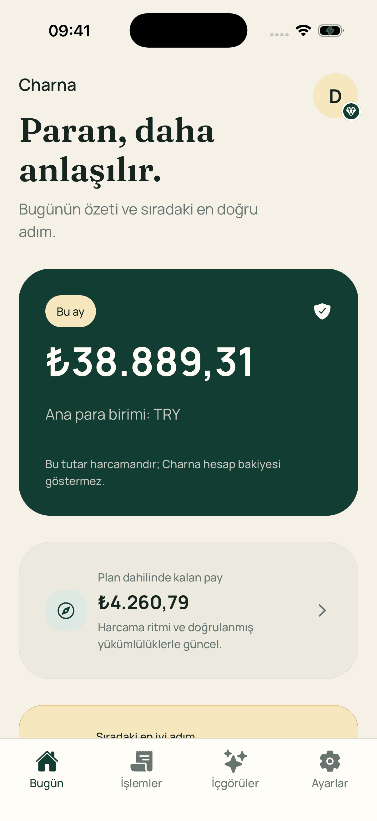 Charna harcama özeti